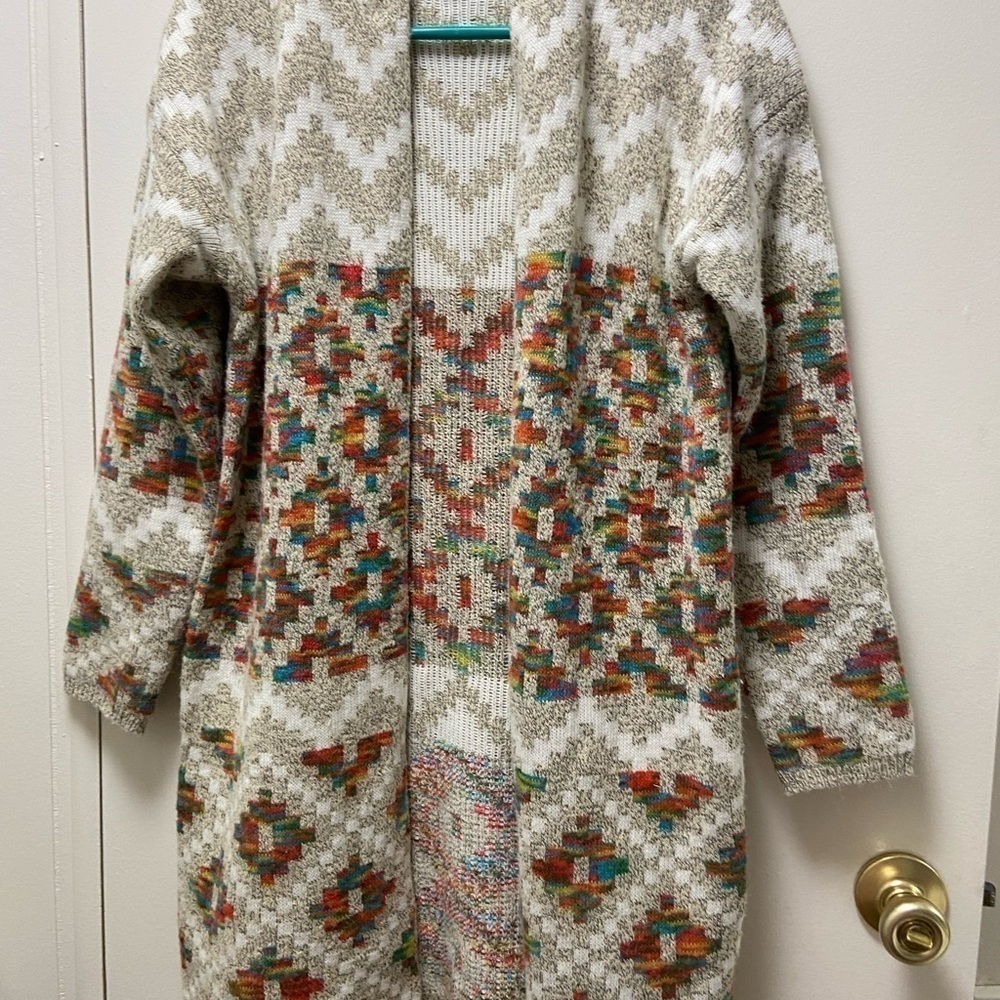 Debut Small/Medium multicolor oversize cardigan thick western style sweater